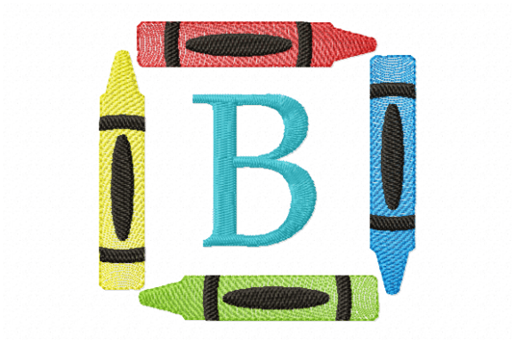 Crayons Frame Monogram Letter B