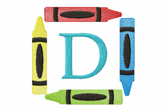 Crayons Frame Monogram Letter D