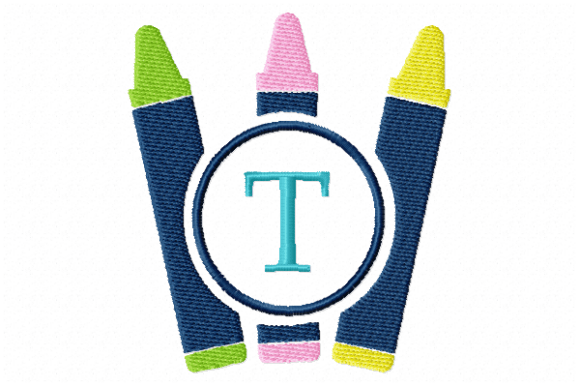 Crayons Frame Monogram Letter T