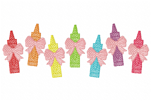 Crayons with Bows: A Whimsical Embroidery Design