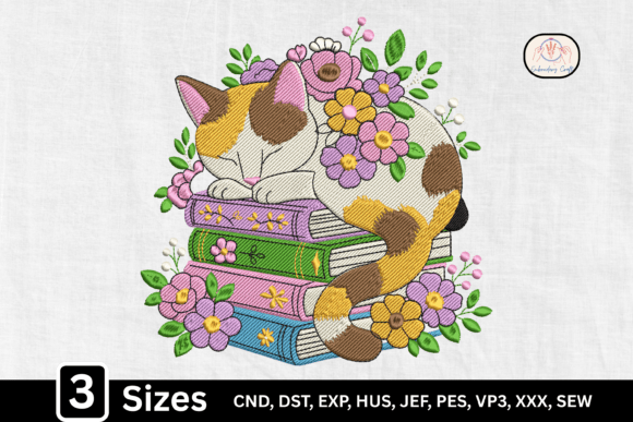 Floral Sleeping Cat Book Lover