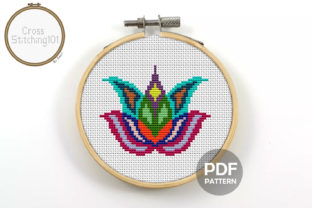Lotus Flower Modern Cross Stitch Pattern