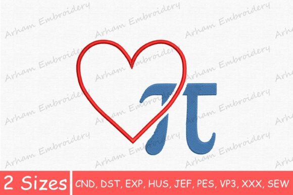 Love Pi Symbol Embroidery Design