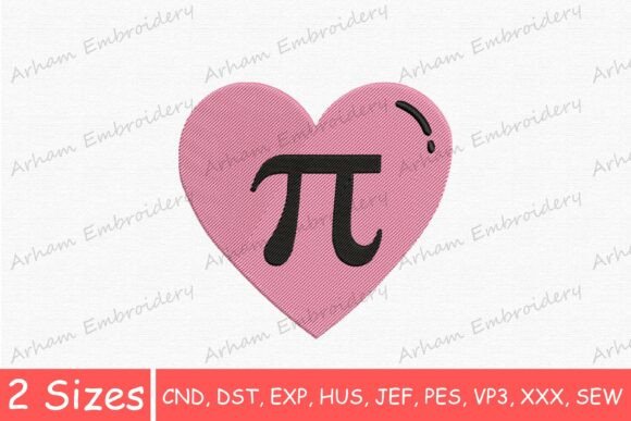 Math Lover Pi Heart Embroidery
