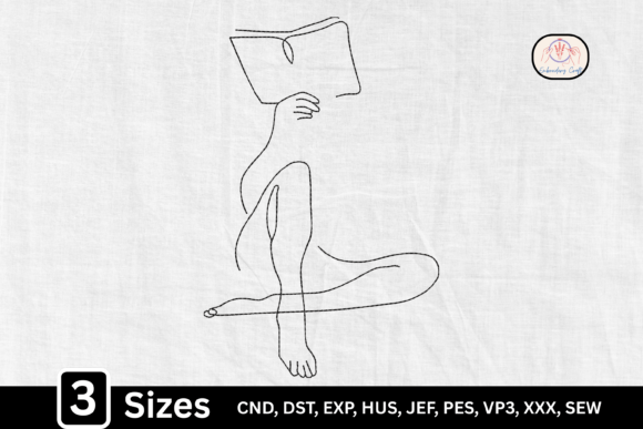 Minimalist Line Art Reading Woman