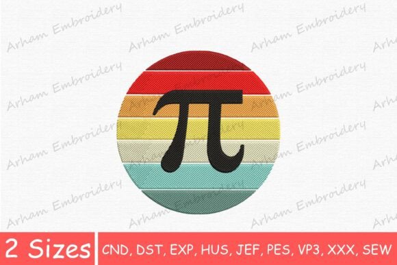 Retro Pi Day Embroidery Design