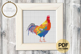 Rooster Modern Cross Stitch Pattern