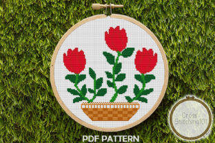 Rose Flower Pot Modern Cross Stitch