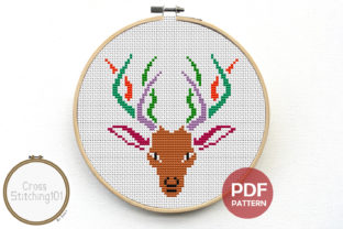 Stag Deer Modern Cross Stitch Pattern