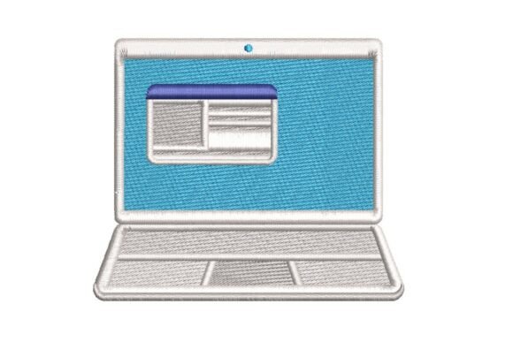 Stylized Laptop Computer Embroidery Design