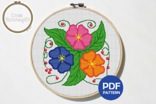 Three Flowers Modern Cross Stitch
