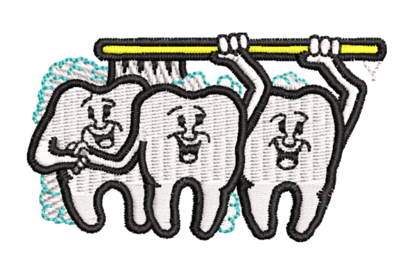 Toothbrush with Tooth Embroidery Design